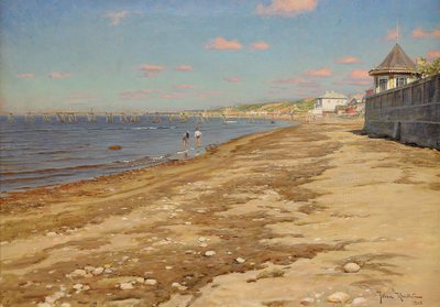 Playa con niños bañándose de Johan Fredrik Krouthen